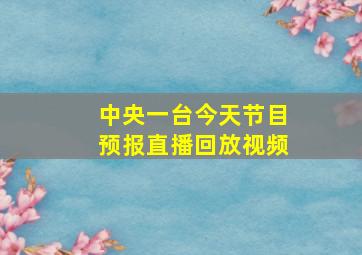 中央一台今天节目预报直播回放视频