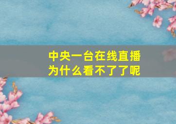 中央一台在线直播为什么看不了了呢