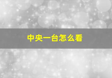 中央一台怎么看