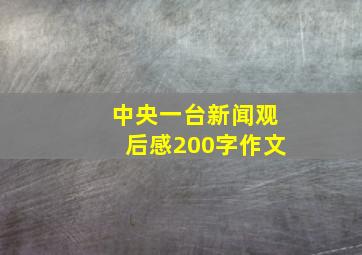 中央一台新闻观后感200字作文