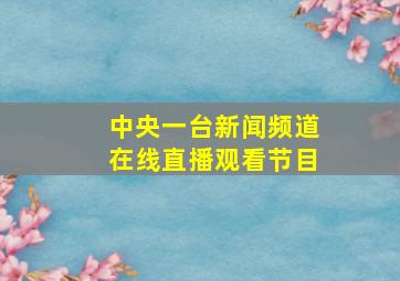 中央一台新闻频道在线直播观看节目