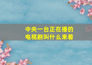 中央一台正在播的电视剧叫什么来着