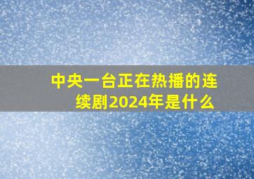 中央一台正在热播的连续剧2024年是什么