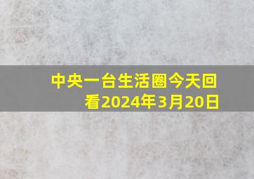 中央一台生活圈今天回看2024年3月20日