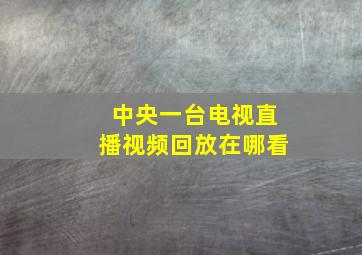 中央一台电视直播视频回放在哪看