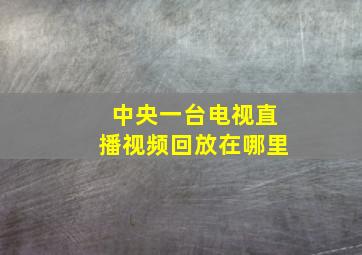 中央一台电视直播视频回放在哪里