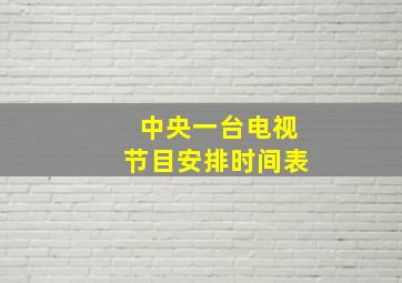 中央一台电视节目安排时间表