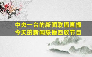 中央一台的新闻联播直播今天的新闻联播回放节目