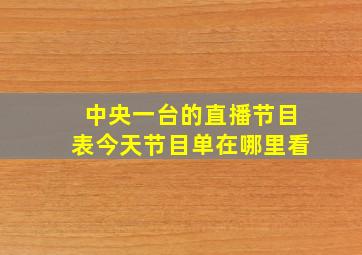 中央一台的直播节目表今天节目单在哪里看