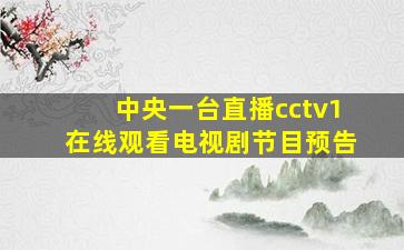 中央一台直播cctv1在线观看电视剧节目预告