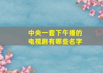 中央一套下午播的电视剧有哪些名字