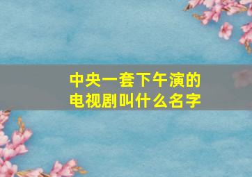 中央一套下午演的电视剧叫什么名字