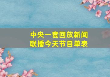 中央一套回放新闻联播今天节目单表