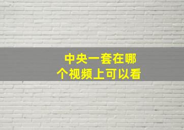 中央一套在哪个视频上可以看