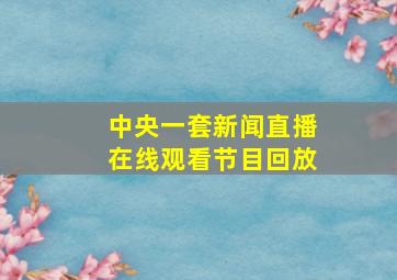 中央一套新闻直播在线观看节目回放