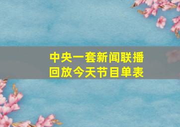 中央一套新闻联播回放今天节目单表