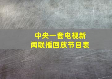 中央一套电视新闻联播回放节目表