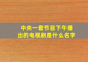 中央一套节目下午播出的电视剧是什么名字