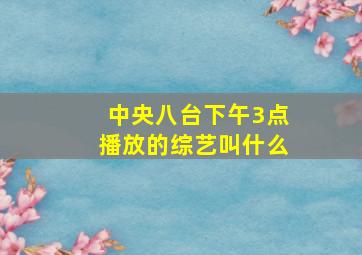 中央八台下午3点播放的综艺叫什么