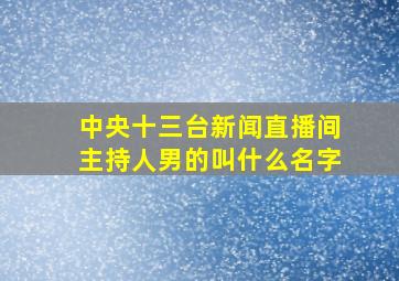 中央十三台新闻直播间主持人男的叫什么名字