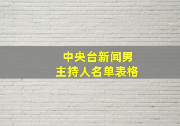 中央台新闻男主持人名单表格