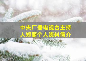 中央广播电视台主持人郑丽个人资料简介