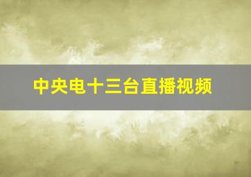 中央电十三台直播视频