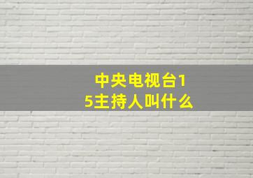 中央电视台15主持人叫什么