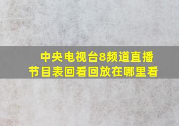 中央电视台8频道直播节目表回看回放在哪里看