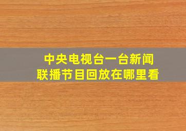 中央电视台一台新闻联播节目回放在哪里看