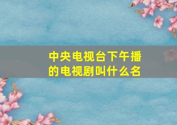 中央电视台下午播的电视剧叫什么名