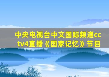 中央电视台中文国际频道cctv4直播《国家记忆》节目