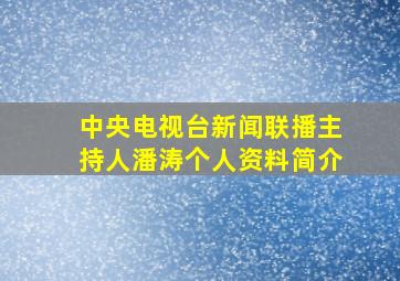 中央电视台新闻联播主持人潘涛个人资料简介