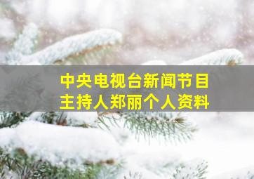 中央电视台新闻节目主持人郑丽个人资料