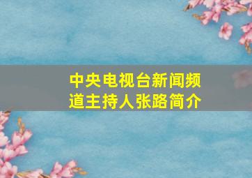 中央电视台新闻频道主持人张路简介