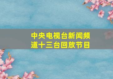 中央电视台新闻频道十三台回放节目