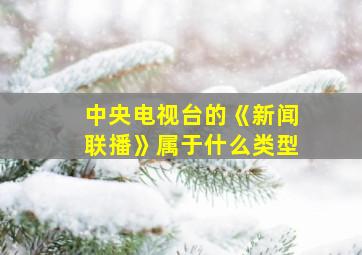 中央电视台的《新闻联播》属于什么类型