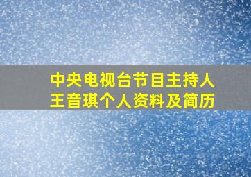 中央电视台节目主持人王音琪个人资料及简历