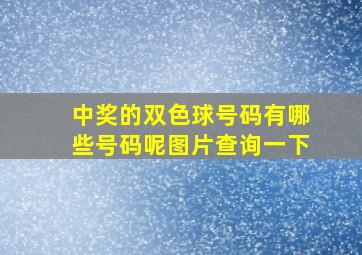 中奖的双色球号码有哪些号码呢图片查询一下