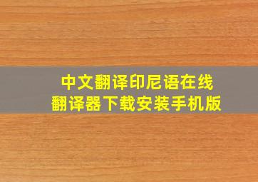 中文翻译印尼语在线翻译器下载安装手机版