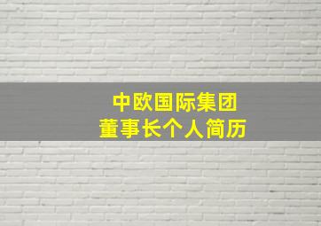 中欧国际集团董事长个人简历