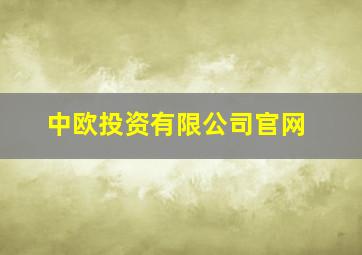 中欧投资有限公司官网