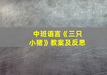 中班语言《三只小猪》教案及反思