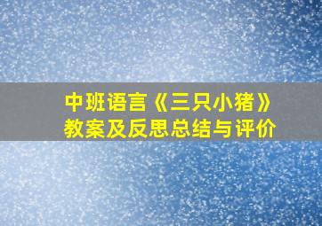 中班语言《三只小猪》教案及反思总结与评价