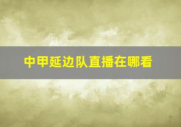 中甲延边队直播在哪看