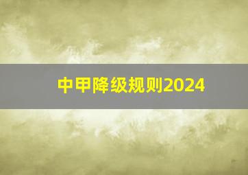 中甲降级规则2024