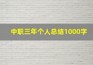 中职三年个人总结1000字