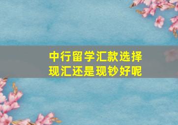 中行留学汇款选择现汇还是现钞好呢