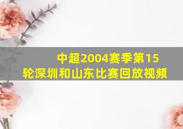 中超2004赛季第15轮深圳和山东比赛回放视频