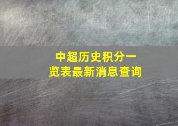 中超历史积分一览表最新消息查询